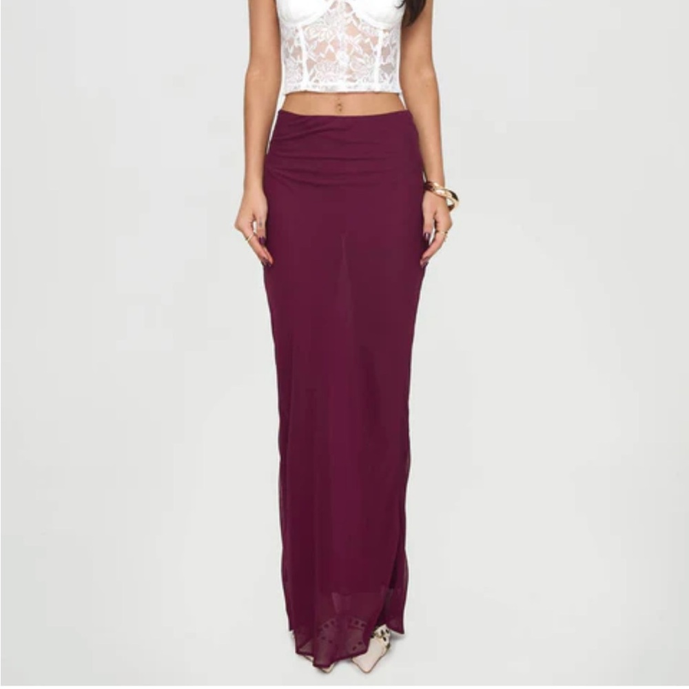 Lioness Devon Maxi Skirt Burgundy
